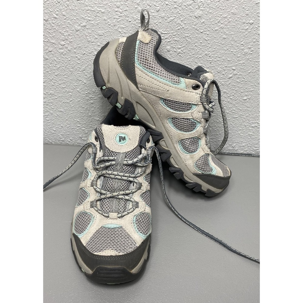 MERRELL Women Hilltop Ventilator Lace-Up Hiking Shoes US 8 Ice/Eggshell/Grey